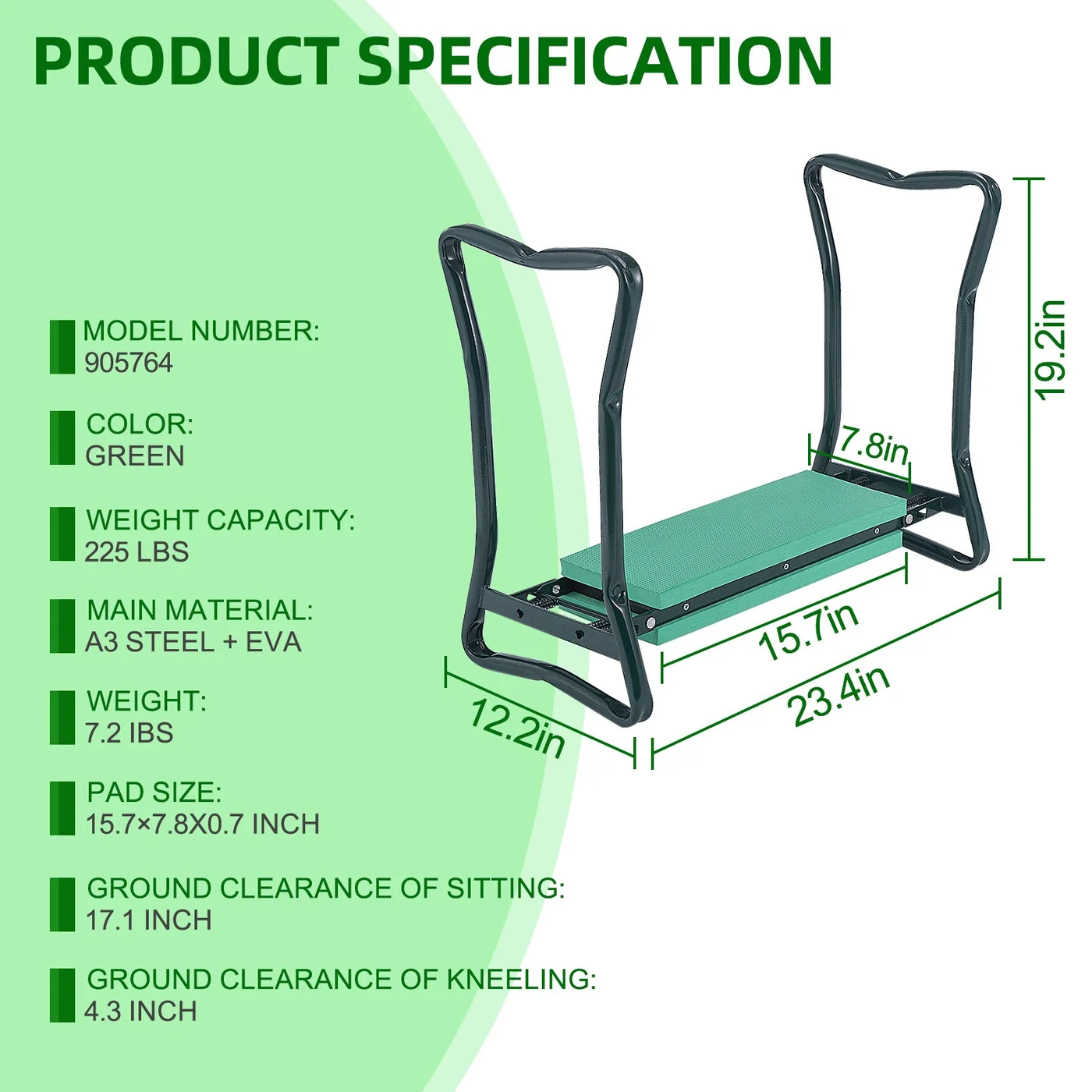 Backyard Expressions 905764 folding garden kneeler and seat, product view 2