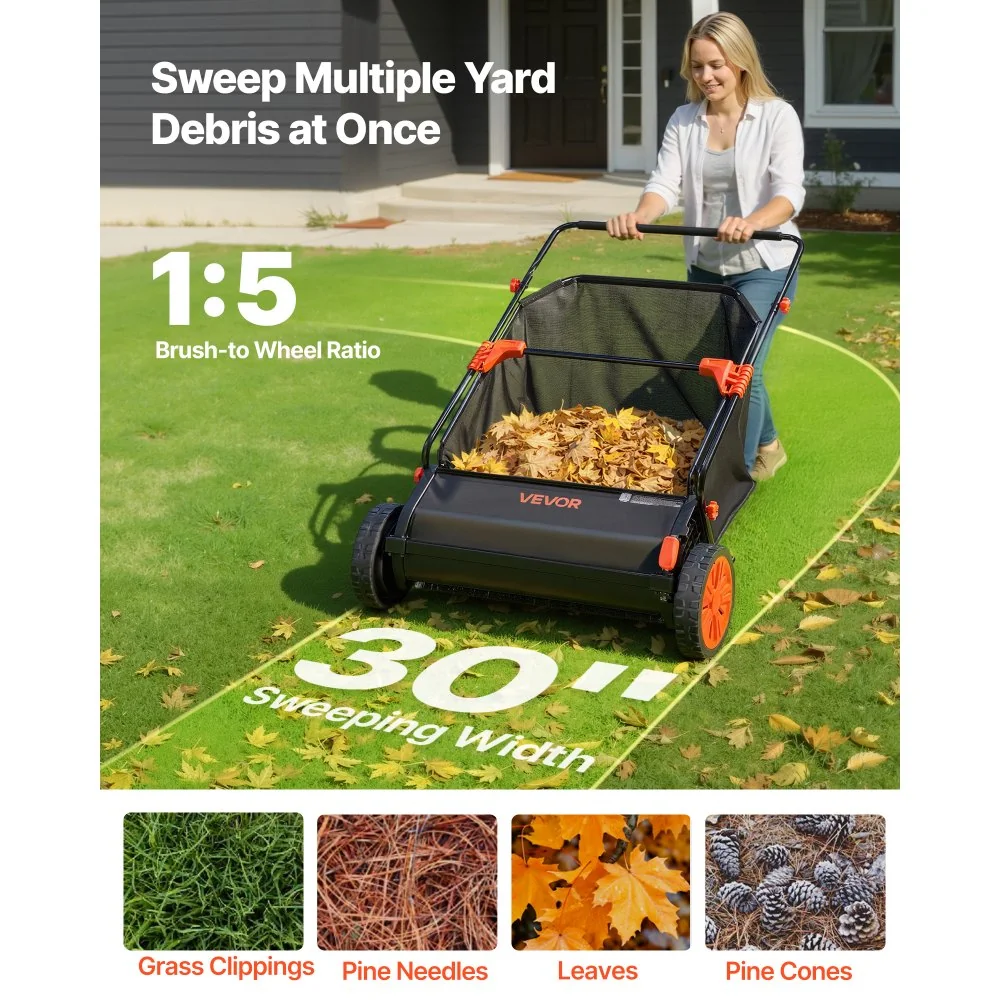 VEVOR 30-inch push lawn sweeper, product gallery view 2