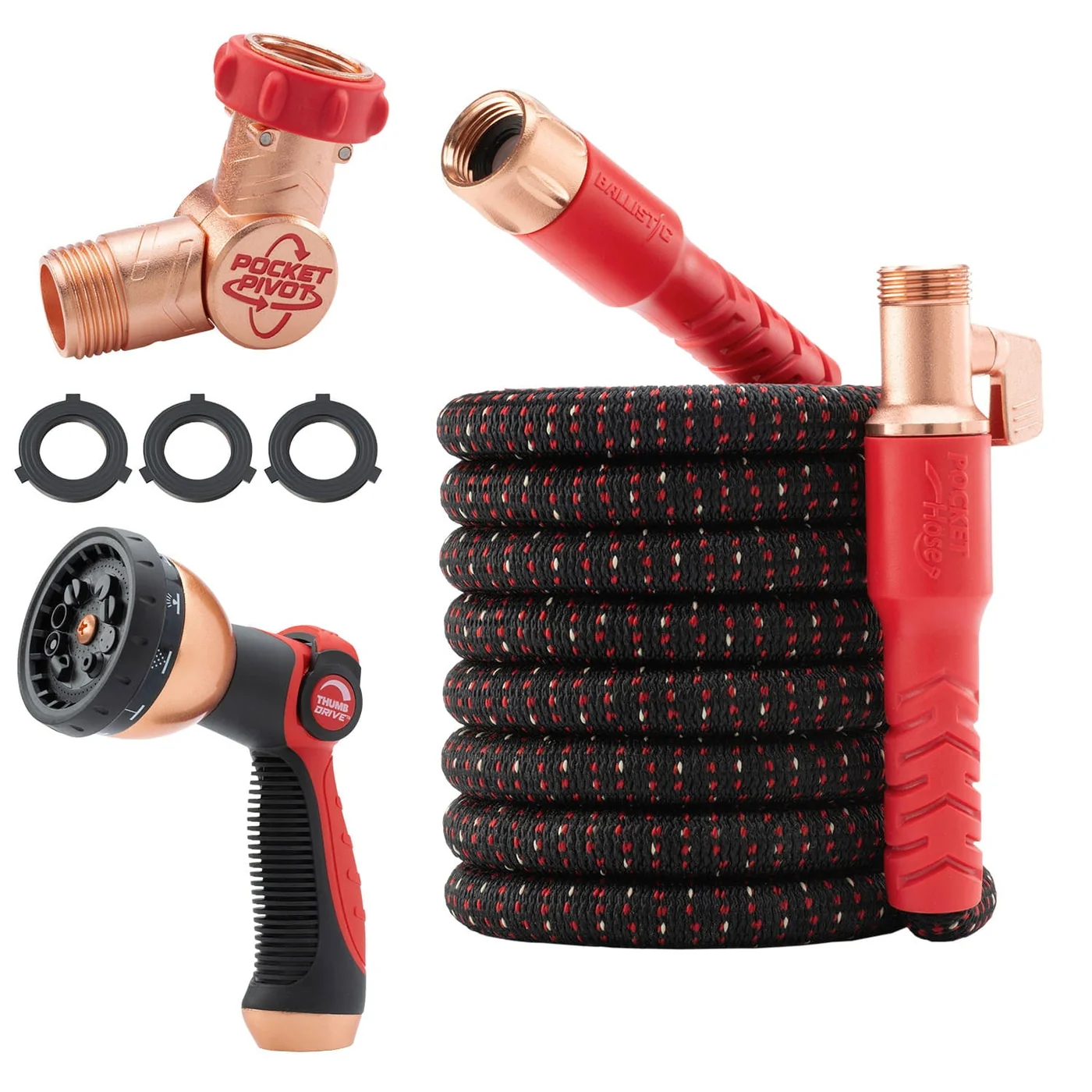 Pocket Hose Ballistic fifty-foot hose, red, product view 1