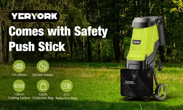 Yeryork 15-amp electric wood chipper, an example of wood chippers & shredders
